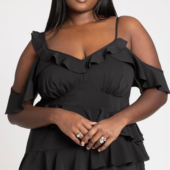 ELOQUII Asym Ruffle Maxi Dress Sz 14 - Picture 3 of 8